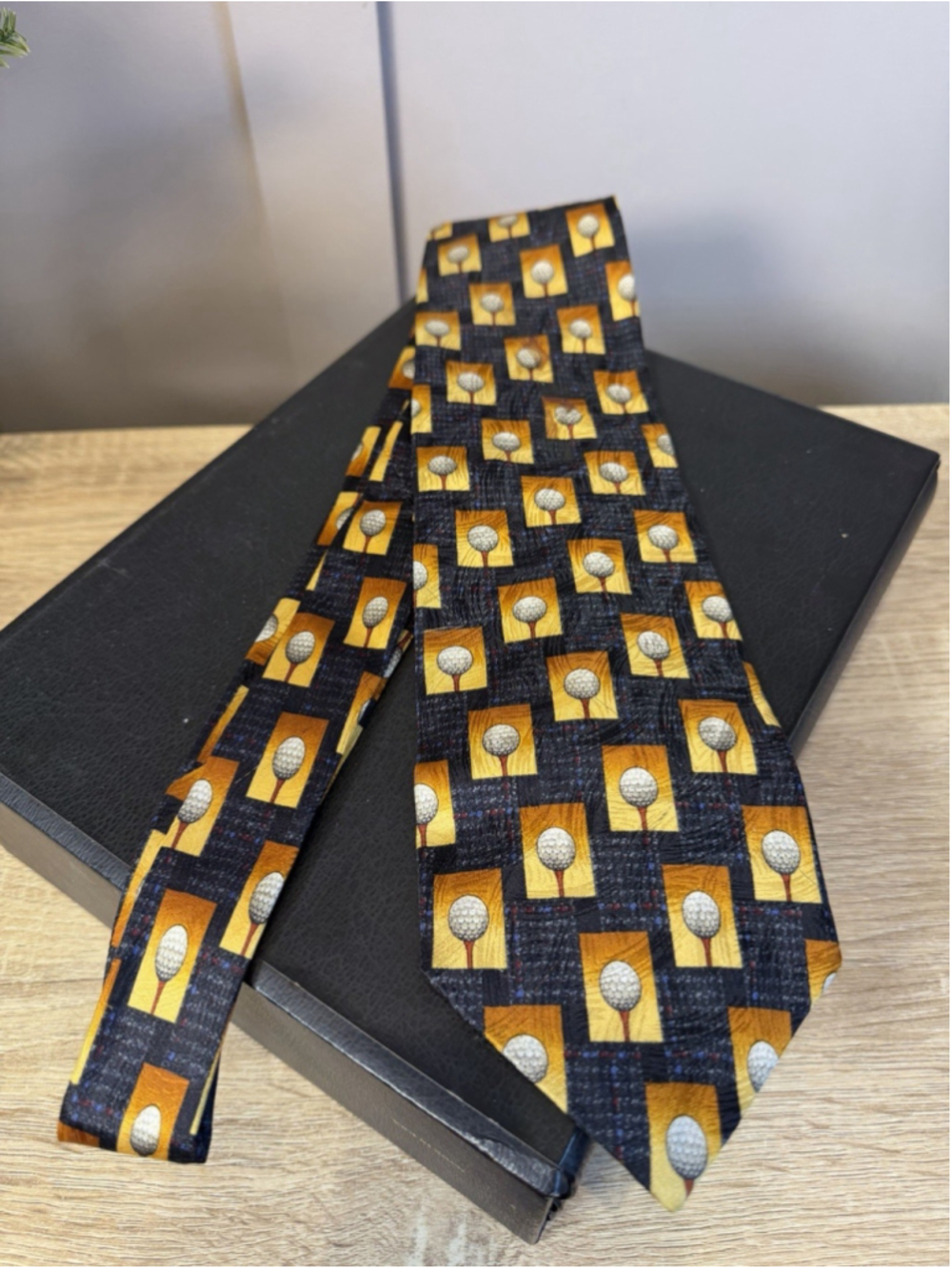 Ermenegildo Zegna multi color silk tie with golf ball & tee print 58.5x4”